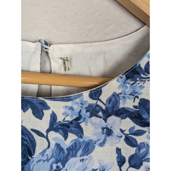 Abercrombie Mini Linen Dress White Blue Floral Size Small - Picture 3 of 9